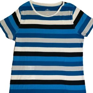 St. John's Bay Blue and Black Short Sleeve Tee